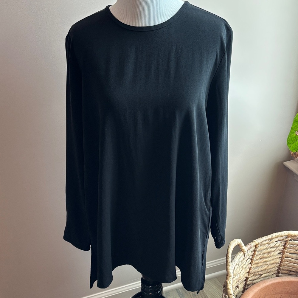 EILEEN FISHER Black Silk Tunic Size Small